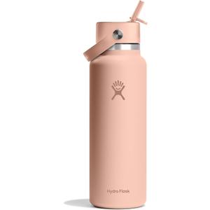 Hydro Flask Water Bottle - Insulated Stainless Steel - Wide Straw Lid, Non Spill, Leakproof in 40 Oz Wide Mouth Flex Straw Cap Seacliff