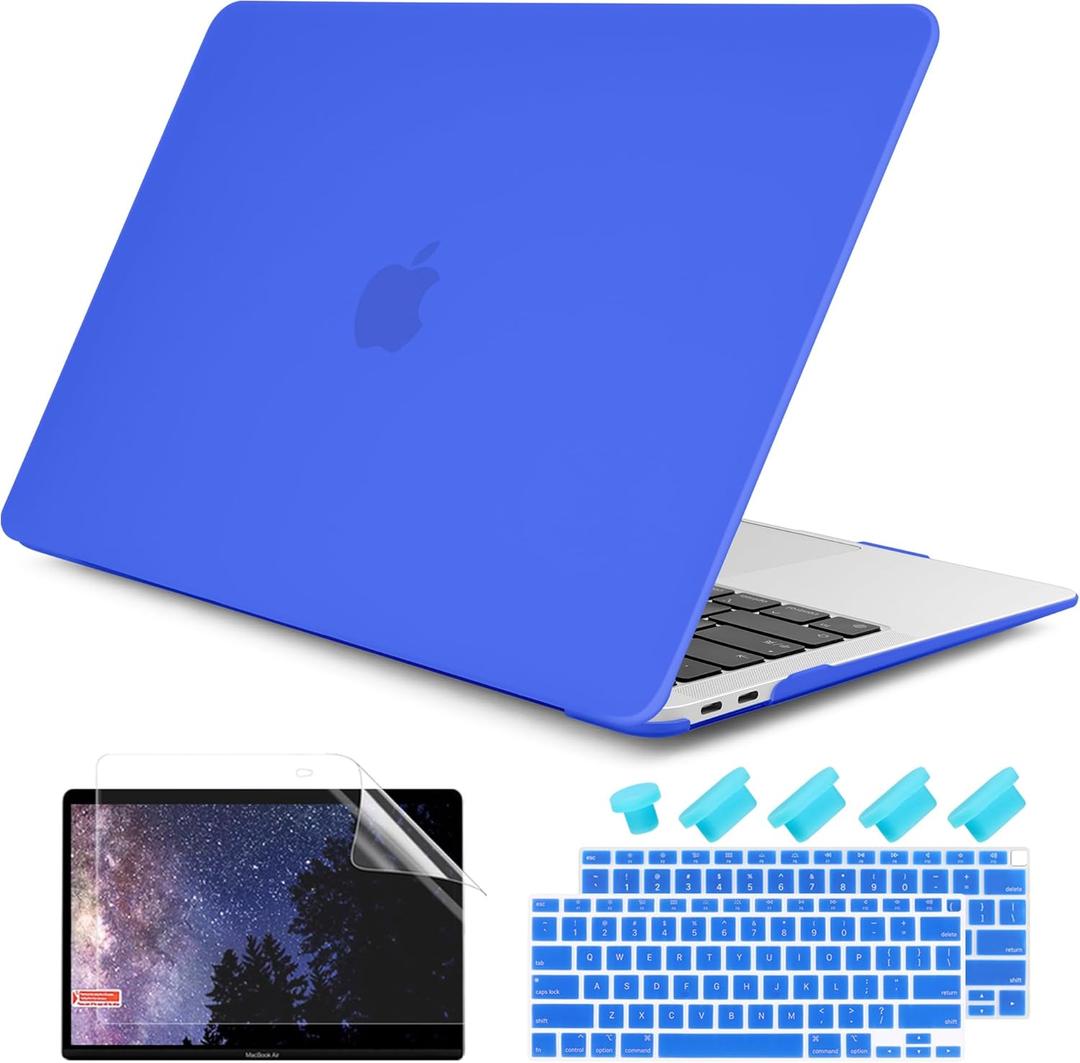 DONGKE Compatible with MacBook Air 13 inch Case 2021 2020 2019 2018 Release Model: M1 A2337 A2179 A1932, Matte Hard Case Cover for MacBook Air 13 inch with Retina Display Touch ID - Deep Blue