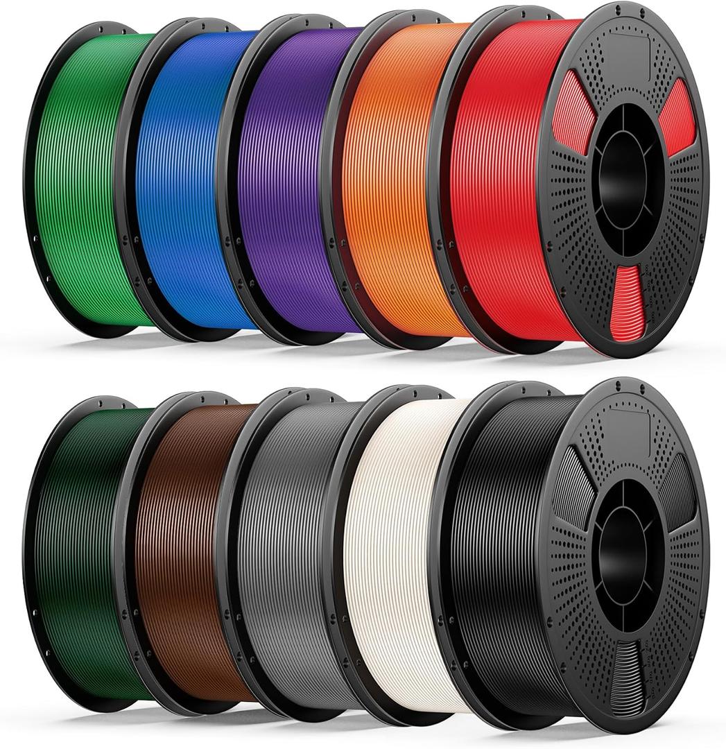 UJOY3D 10kg Hyper PLA+ 3D Printer Filament Bundle, Upgraded PLA+ Filament 1.75mm, 1kg Spool 10 Pack, Black+Cream White+Grey+Red+Cobalt Blue+Green+Christmas Green+Orange Yellow+Coffee Brown+Iris Purple