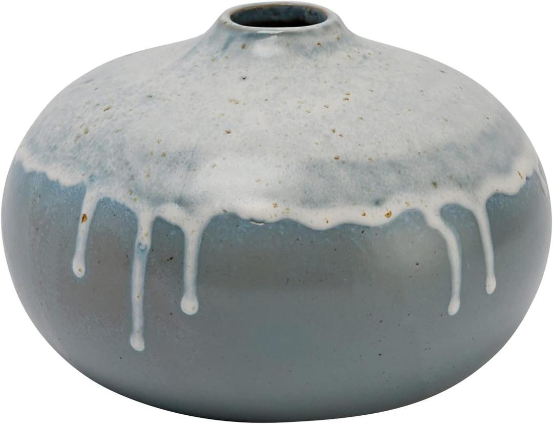 Creative Co-Op Farmhouse Stoneware 2-Tone Vase, Multicolor Reactive Glaze