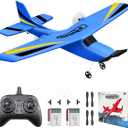 HAWK'S WORK 2 Channel RC Airplane, Ready to Fly, 2.4GHz Remote Control Plane, Easy to Fly Glider for Kids & Beginners (Blue)