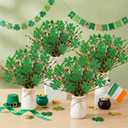 Nitial 4 Pcs St. Patricks Day Decorations St. Patrick's Shamrock Picks Vase Artificial Clover Branches Berry Stems Decoration for Table Centerpiece Floral Arrangements Party Irish Vase Decor