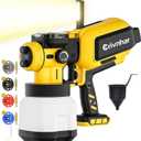 Cordless Paint Sprayer 70000RPM Compatible for DeWALT 20V Battery,1200mL Handheld HVLP AUTO Paint Sprayer with Brushless Motor for Home Furniture Deck Walls Ceiling Cabinets Fence Door(No Battery) (Yellow)