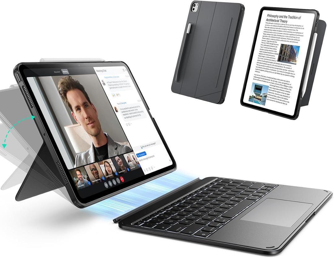 ESR for iPad Pro 13" (M4) 2024 Case with Keyboard, Magnetic Detachable Keyboard, Portrait/Landscape Modes, Large Click-Anywhere Trackpad, Backlit Keys, Shift Series, Dark Gray