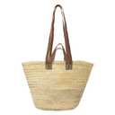 FRENCH MARKET BASKET with double flat leather handles, straw bag, beach bag, basket bag, shopping basket,with handle
