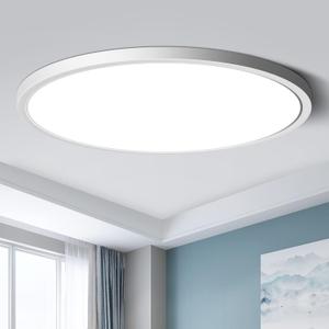 12 Inch LED Flush Mount Ceiling Light Fixture, 5000K Daylight White, 24W(240W Equivalent), 3200LM, Slim Modern Ceiling Lamp, Flat Round Ceiling Lighting for Bedroom Hallway Kitchen