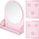 Locker Mirror Magnetic with 2 Magnetic Pen Holders, Pink Locker Accessories for Girls, Locker Organizer for Work, for School Locker Decor, Gym Locker, Fridge