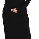 Smallshow Women's Split Maternity Dress Long Sleeve Ruched Pregnancy Clothes (Black)-S
