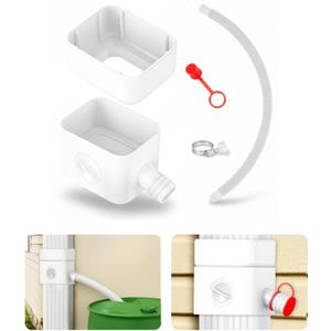 Downspout Diverter, Diverter for Downspout, Rain Barrel Diverter Kit Downspout 3"x 4" and 2"x 3", Rain Barrel Diverter Kit with Adjustable Valve, Diverts Water Into Rain Barrel,4.6ft Hose - White