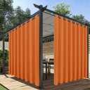 HolidayIdeas Extra Wide Outdoor Curtains for Patio Waterproof, 2 Panels - 110 x 95 Inch - Privacy & Light Filtering Curtains Grommet Outside Curtains for Porch, Gazebo, Backyard (Mecca Orange)