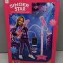 Guitar and Microphone Play Set for Girls,Karaoke Machine with Music&Light,Microphone Toys with Stand,Adjustable Height Guitar Toys for Kids,Toddlers,Child(Red)