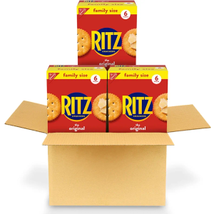 RITZ Original Crackers, Snacks for Kids and Adults, Bulk Lunch Snacks, Family Size, 3 Boxes, Best By: 27 MAR 2026