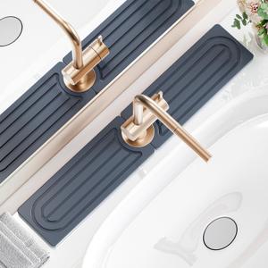 Faucet Mat for Kitchen Sink,Super Absorbent Diatomite faucet mat, Quick Drying Stone Sink Tray, Faucet Splash Guard for Kitchen,Bathroom Counter (Dark grey, 23.6" x 3.9")