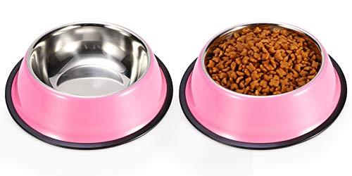 Podinor Stainless Steel Dog Bowls, Food and Water Non Slip Anti Skid Stackable Pet Puppy Dishes for Small, Medium and Large Dogs (2 Pack)