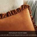 GIGIZAZA Burnt Orange Decorative Throw Pillow Covers, 18x18 Velvet Ruffle Cushion Pillow Covers for Sofa Couch Set of 2