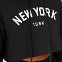 Hilinker Women's Graphic Cropped Hoodies Pullover Casual Cute Long Sleeve Workout Tops Black X-Large 