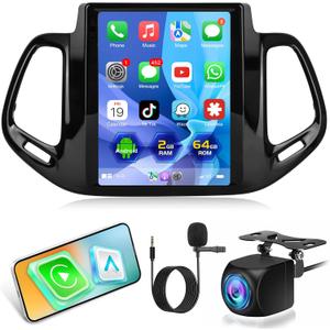 for Jeep Compass Radio 2017 2018 2019, [2+64G] Jeep Compass Car Stereo 9.7 inch Android Touch Screen, Carplay/Android Auto/EQ Audio/1080P/SWC/Bluetooth