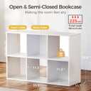 COMHOMA 6 Wood Cube Storage Organizer with Open Back and Removable Back Panels, 11In White Cube Storage Bookshelf, Cubicle Shelf Bookcase for Home Office Bedroom Living Room, Vertical or Horizontal, 23 inches x 11 inches x 35 inches