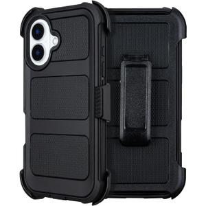 for Defender iPhone 17 Case with Clip,for Holster iPhone 17 Case with Kickstand,for Heavy Duty iPhone17 Phone Case Rugged 2 Layers of Sturdy,Anti-Drop for Phone Case iPhone17Case Protective(Black)