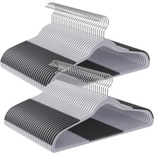 SONGMICS Clothes Hangers, Pack of 60 Plastic Coat Hangers, Space-Saving, Light Gray and Dark Gray UCRP0050G01