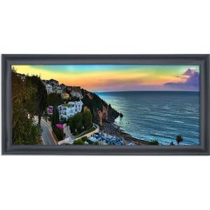 15x28 inch Picture Frame Solid Wood Black Panoramic Photo Frame,Suitable for Poster/Painting/Group Photo/Puzzle (A23B1528)