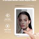 Travel Mirror with Lights Makeup Mirror Touch Screen 3 Colors Light 72 LEDs Rechargeable, 1000mHA 7.9x5.3-Inch Desk Compact Mirror White