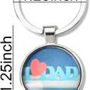 Father Dad Gift from Son Daughter, Bonus Dad Daddy Christmas Birthday Gift for Men I Love Dad Engraved Keychain for Step Dad Father Retirement Gifts Christmas Stocking Stuffers for Men