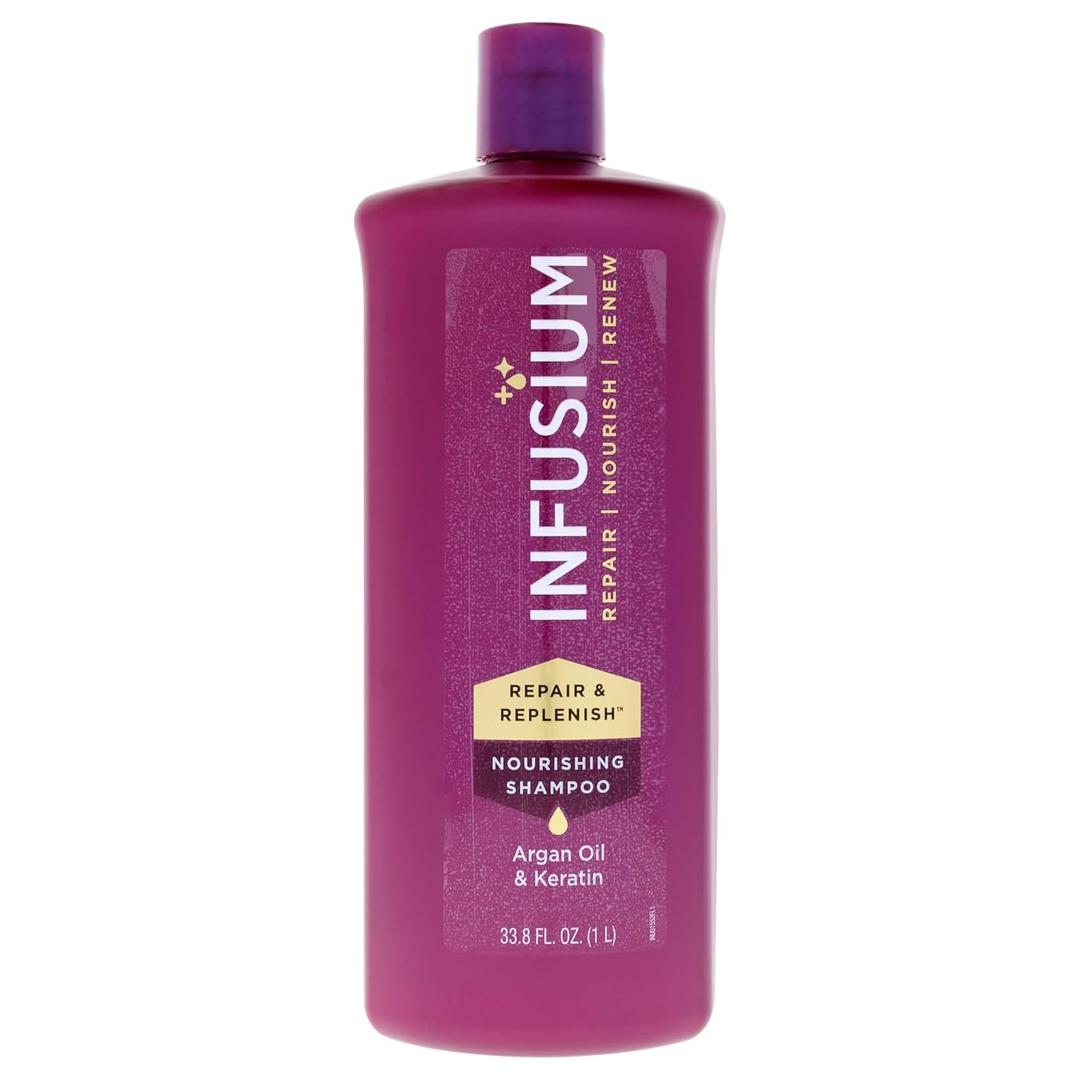 Infusium Repair and Replenish Nourishing Shampoo - Hydrating and Clarifying Shampoo for Build Up - Ceramides, Keratin, and Argan Oil - 33.8 oz