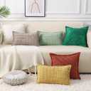 decorUhome Decorative Sage Green Throw Pillow Covers 18x18 Set of 2 with Splicing, Boho Soft Neutral Corduroy Broadside Twill Pillow Covers for Couch Bed Sofa Living Room