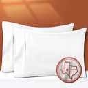 TEXAS LINEN CO. 100% Egyptian Cotton Pillow Cases Set of 2, Texan Talkin' Collection 600 Series Standard/Queen Pillowcase for Sleeping (White), Sateen Bed Pillow Cover, Extra Long Staple Pillowcases, 21 x 32