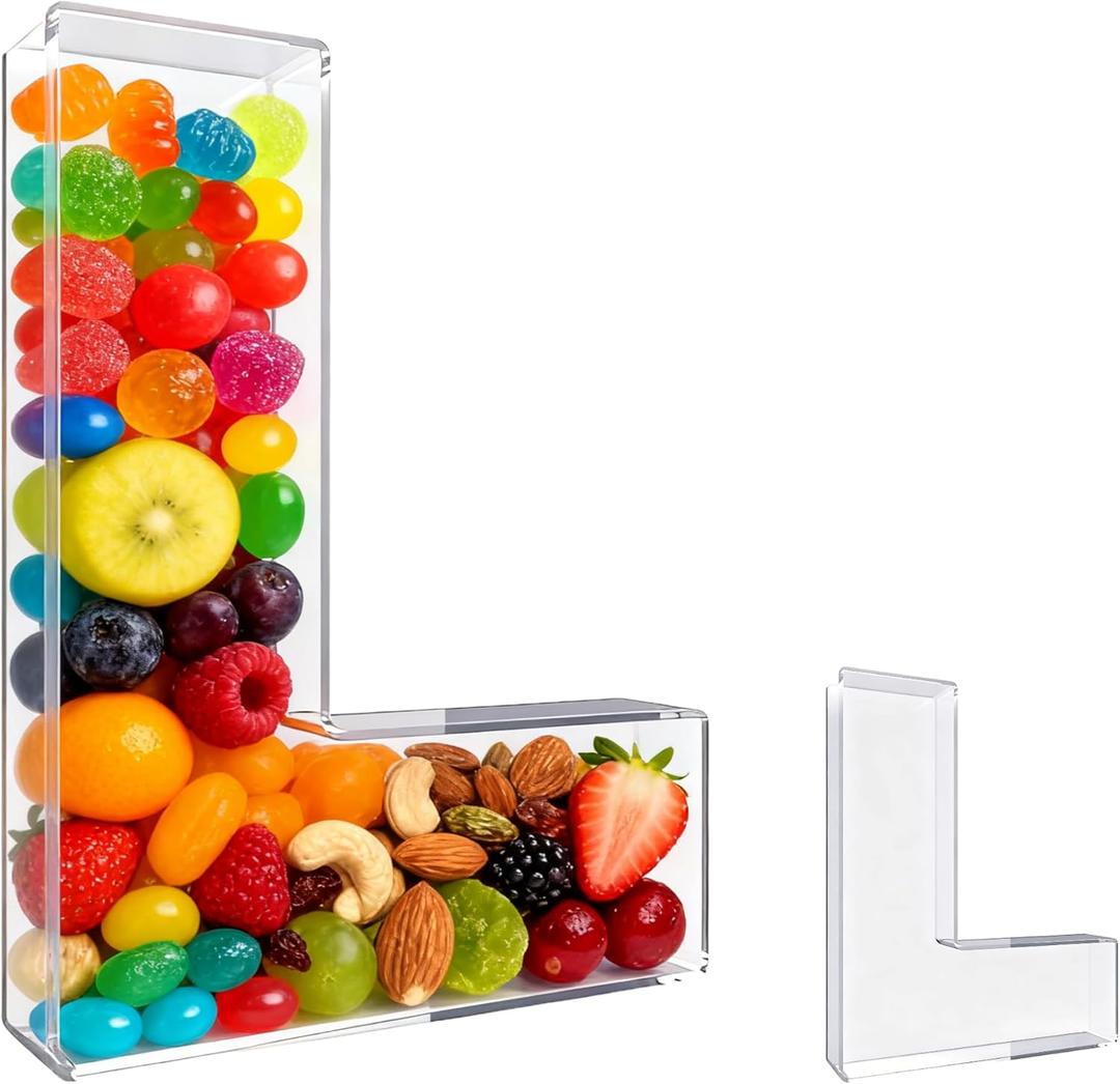 10" Acrylic Letter Charcuterie Tray - Reusable Fillable Alphabet Shape Charcuterie Box, Alphabet Shape Cake Candy Tray for Birthday Anniversary Party Decorations (Letter L)