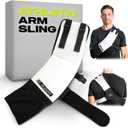 Athletic Arm Sling Class A Medical Device - Shoulder Sling Immobilizer for Injury Support - For Elbow & Wrist Too - Men & Women (Large Left, White & Black)