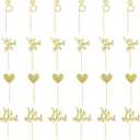 24 Pcs He Asked She Said Yes Cake Topper Gold Cupcake Toppers Heart Diamond Ring Cupcake Picks Glitter Cupcake Decorations for Wedding Engagement Bridal Shower Party Cake Decorations