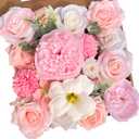 FPMSQDY Artificial Peonies Flowers, Pink Cake Flowers Fake Silk Roses with Stems Faux Tulip Wedding Bridal Bouquets for Table Centerpieces Floral Arrangement Arch Home Decoration
