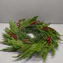 26 Inch Pine Wreath Christmas Wreaths for Front Door Real Touch Norfolk Pine Wreath Large Artificial Green Wreaths for Walls Windows Mantle Indoor Outdoor Home Decor with Red Berries Xmas Decorations