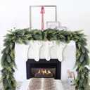 Pine Christmas Garland, 6FT Artificial Greenery Pine Garland Realistic Cedar and Cypress for Holiday Mantel Fireplace Table Centerpiece Decoration, Gradient Green