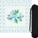 Drydiet Snowy Green Pine Needle Wreath Christmas Mahjong Mat Wonderland Mahjong Table Mat with Carrying Bag 31.5" x 31.5" Cute Aesthetic Anti Slip Noise Reduction Game Table Cover for Poker Card Board