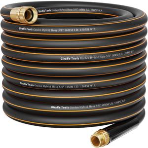 Giraffe Tools Garden Hose 75ft x 5/8", Water Hose Heavy Duty, Lightweight, Flexible Hybrid Hose, Male to Female Fittings