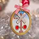 3 x Santa Claus Crossing Christmas Ornament  Wooden Railroad Crossing Sign Ornament with Santa Sleigh  Fun Novelty Holiday Tree Decoration Gift O112