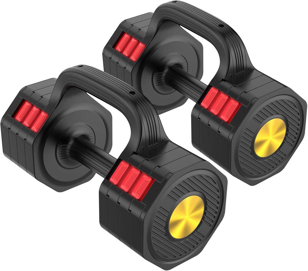 41LBS Adjustable Dumbbell Set, Each 5/10.3/15.4/20.5lb Adjustable Dumbbells for Men Women, 4 Level Weights Set with Handle as Kettlebell for Home Gym Workout (Black)