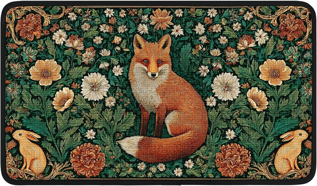 Worltoldb Forest Fox Door Mat Indoor Outdoor Entrance Floor Mats Non-Slip Washable Decor Rugs 27x15 Inch