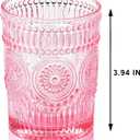 4 Pack Romantic Water Glasses-10.5 OZ Pink Vintage Drinking Glasses Tumblers for Whisky, Beer, Juice, Beverages, Cocktail, 4 Count
