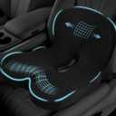 Ergonomic Seat Cushion with Adjustable Strap, Memory Foam Office Chair Seat Cushion with L-Shaped Design, Car Seat Cushion Fits for Truck Driver Semi Truck, Gaming Chair, Desk, Black