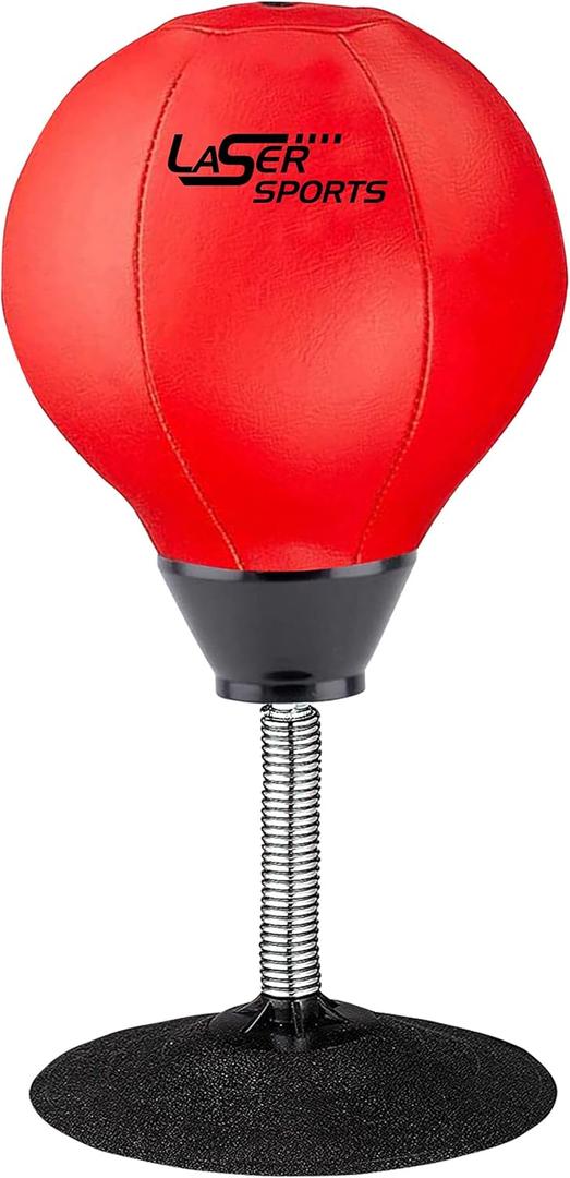 Laser Sports Desktop Punching Bag - Stress Buster with Suction Cup for Office Table and Counters - Heavy Duty Stress Relief Desk Punch Ball - Fun Gift for Party - Perfect for Adults