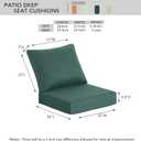 Outdoor Deep Seat Cushions (22"x24") 2 Sets, Water-Resistant Fade Resistant Cushions with Removable Covers & High Resilience Foam with YKK Zippers for Patio Furniture,Deep Teal