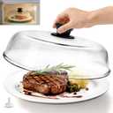 10in Glass Microwave Splatter Cover Microwave Safe Glass Lid Cover with Ceramic Screw, Heat Resistant Tempered Glass Splatter Guard, Vented Universal Microwave Plate Cover, Dishwasher Safe