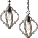 Farmhouse Pendant Lights, 2Pack Wood Dining Room Lighting Fixtures, Adjustable Height Hanging Pendant Lights for Foyer, Kitchen Island, Entryway