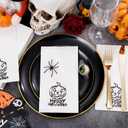 Nervure 100PCS Halloween Paper Napkins - White Disposable Napkins with Black Pumpkin - Paper Hand Towels Decorative Dessert Dinner Hand Napkin for Halloween Party Home Kitchen Bathroom