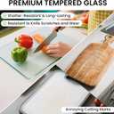 Tempered Glass Cutting Board Set of 2 (16"x12" & 12"x8"), Clear Chopping Boards for Kitchen, Heat Resistant Trivet & Countertop Saver, Non-Slip, Shatter-Resistant, Dishwasher Safe
