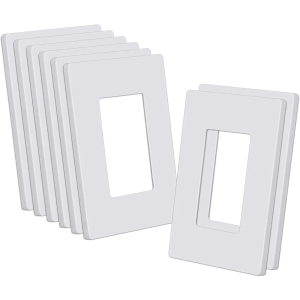 CML Decorator Screwless Wall Plate, 1-Gang Receptacle Outlet Cover, 8 Pack Hidden Screw Smooth Face Switch Plates, Standard Size 2.91"x4.68", UL Listed, White